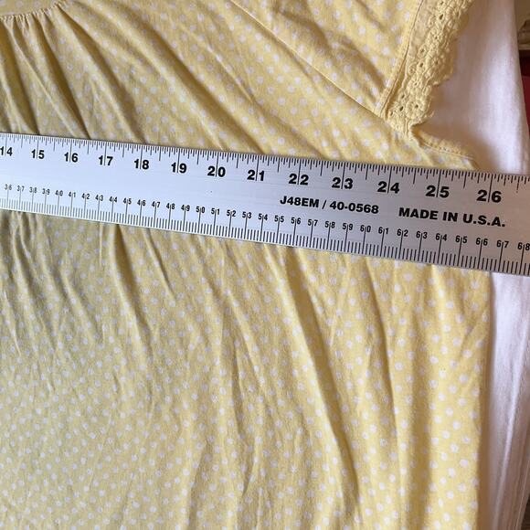 Pinkk Women Sleepwear Dress Size 2X Yellow Polka Dot Pajama Lace Short Sleeve - Picture 3 of 9